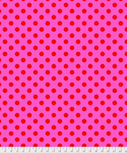 (Tula Pink) True Colors Pom Poms & Stripes, Pom Poms In Peony