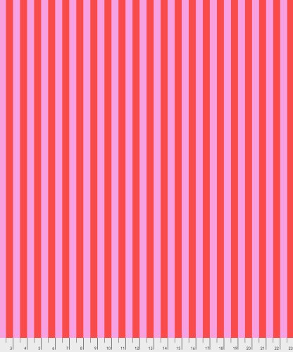 (Tula Pink) True Colors Pom Poms & Stripes, Tent Stripe In Poppy