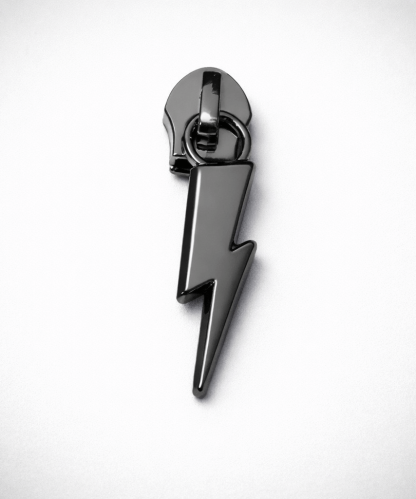 zipper pull lightning bolt gunblack - shambijoux