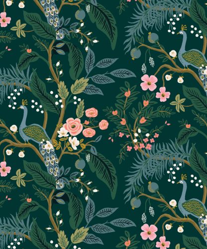 (Rifle Paper Co.) Vintage Garden, Peacock in Hunter Metallic