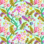 (Tula Pink) Tabby Road Deja Vu, Disco Kitty in Technomint