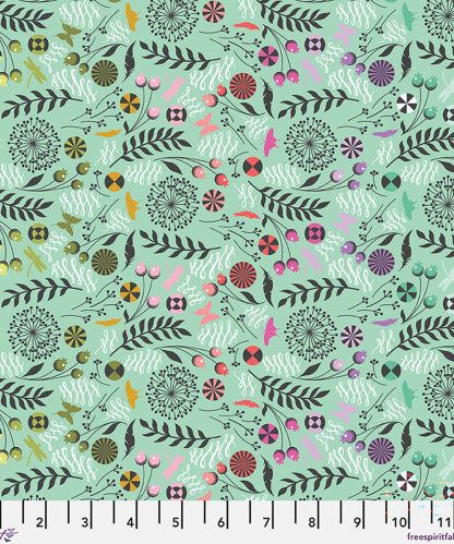 (Tula Pink) Prince Charming Deja Vu, Dandelion in Sweetmint